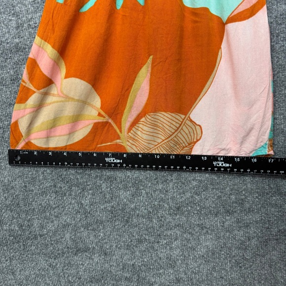 True Destinations Pants Womens Small Teal Pink Tropical Floral Wide Leg Resort - Picture 11 of 12